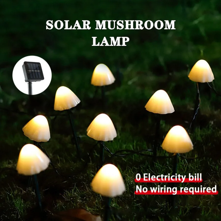LED Solar Light String Outdoor Waterproof Mushroom Lawn Light Garden Courtyard Terrace Trail Landscape Decoration Lighting 4