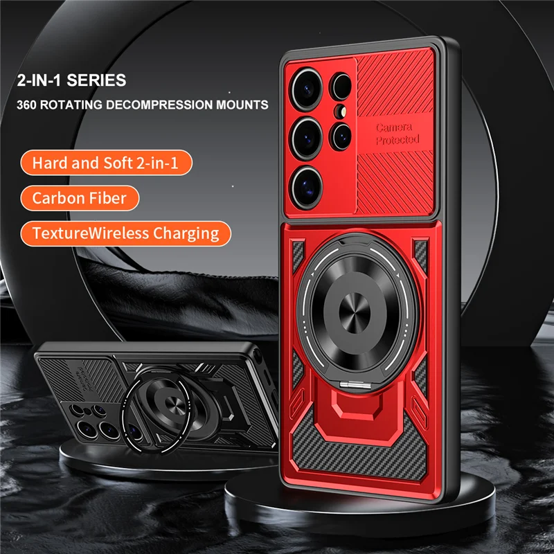 Magnetic Silicone Armor Phone Case with Bracket Attachment