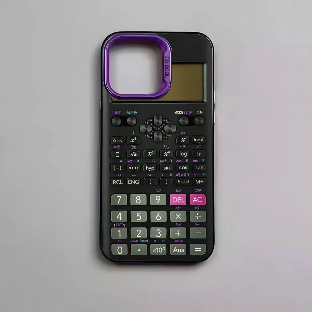 Multicolor Metallic Aurora Matte Laser Phone Case with Stylish Calculator Pattern