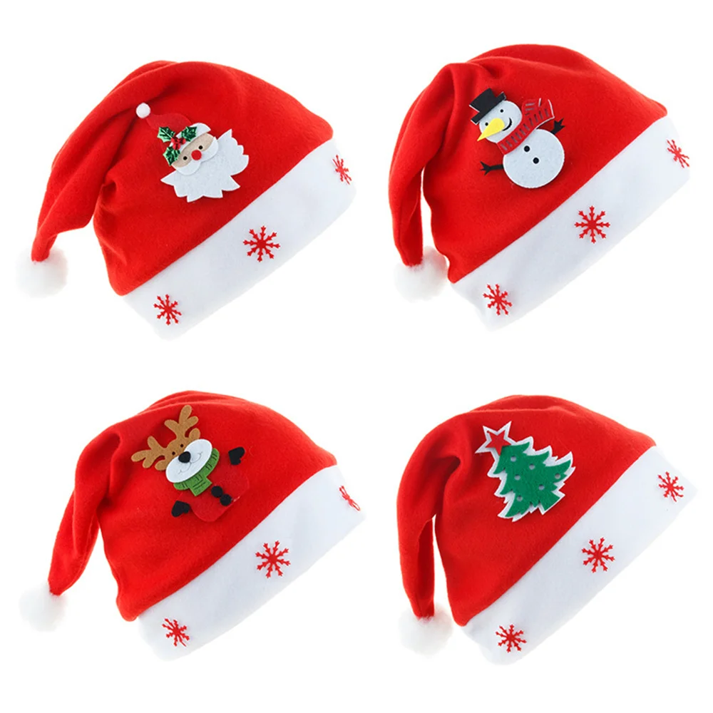Christmas Decorations Santa Claus Fawn Snowman Adult Children's Christmas Hat Holiday Party Brushed Letter Hat