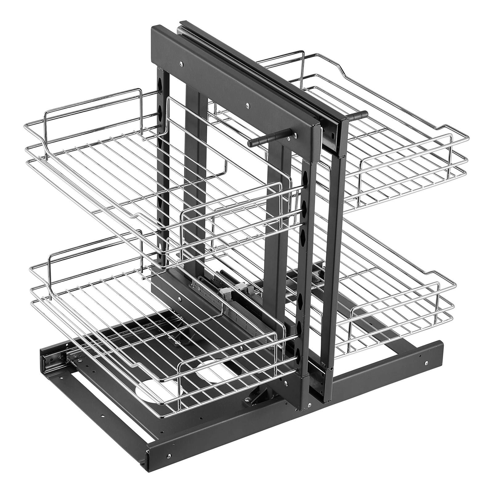 Rangement Cuisine Gauche Droite Organisateur Coulissant D'angle Pour Placard De Cuisine - 4 étagères, Acier Chromé - Compatible Gauche/droite, Support 23 Kg