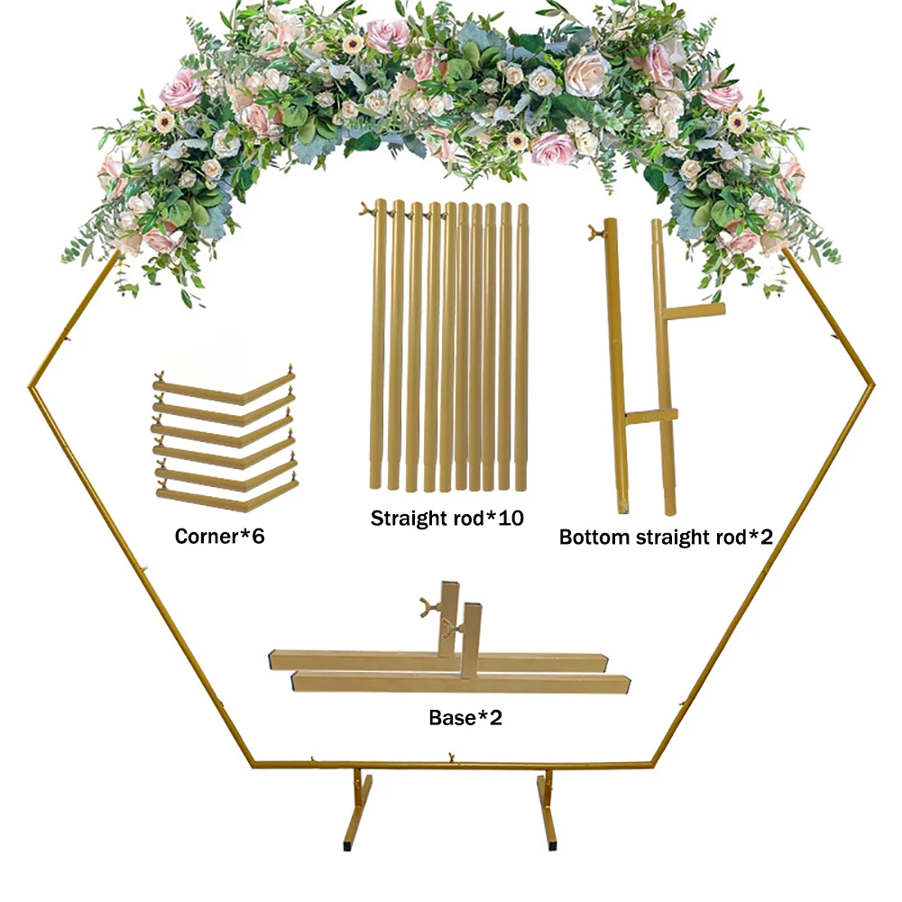 1pcs Metal Frame Wedding Banquet Backdrop Decoration Balloon Arch Frame Flower Stand Birthday Party Home DIY Hexagon Arch Stand