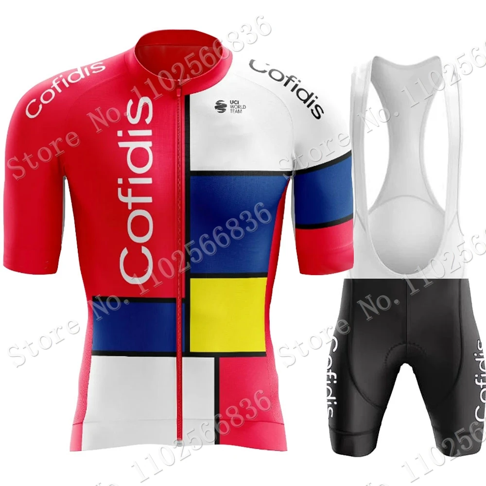2023TeamCofidisCyclingJerseySetMensSpanishShortSleeveClothingRaceBikeSuitBib