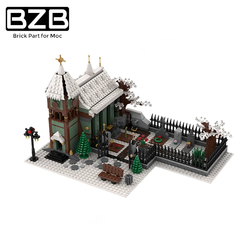 Зима 2021 Рождественская елка BZB MOC домик деревня праздничная сцена строительный