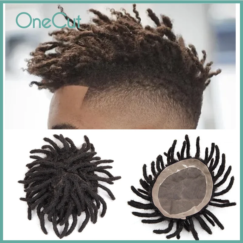 

Afro Curly Dreadlocks Remy Wig Man Toupee Fine Mono NPU Male Hair Replacement Capillary Prosthesis100% Indian Human Hair System