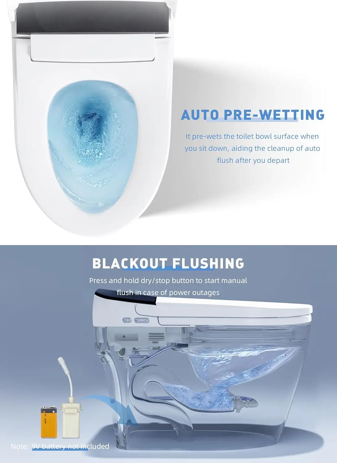 Smart Toilet with Bidet Built in Bidet Toilet Combo with Warm Water Sprayer & Dryer Heated Seat Auto Dual Flush Foot Sensor 5