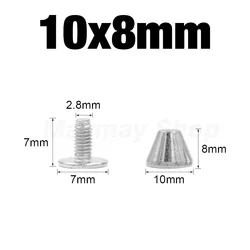 Metal Silver Bullet Spikes Rivets for Punk Rock Fashion and Leather Craft Accessories (20pcs 10x8mm)