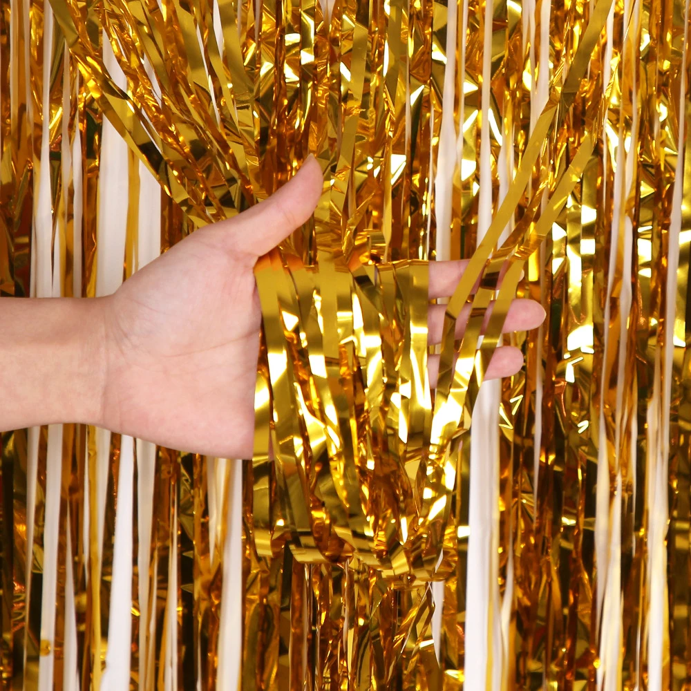 Shimmering Iridescent Foil Fringe Curtain Party Backdrop Decor