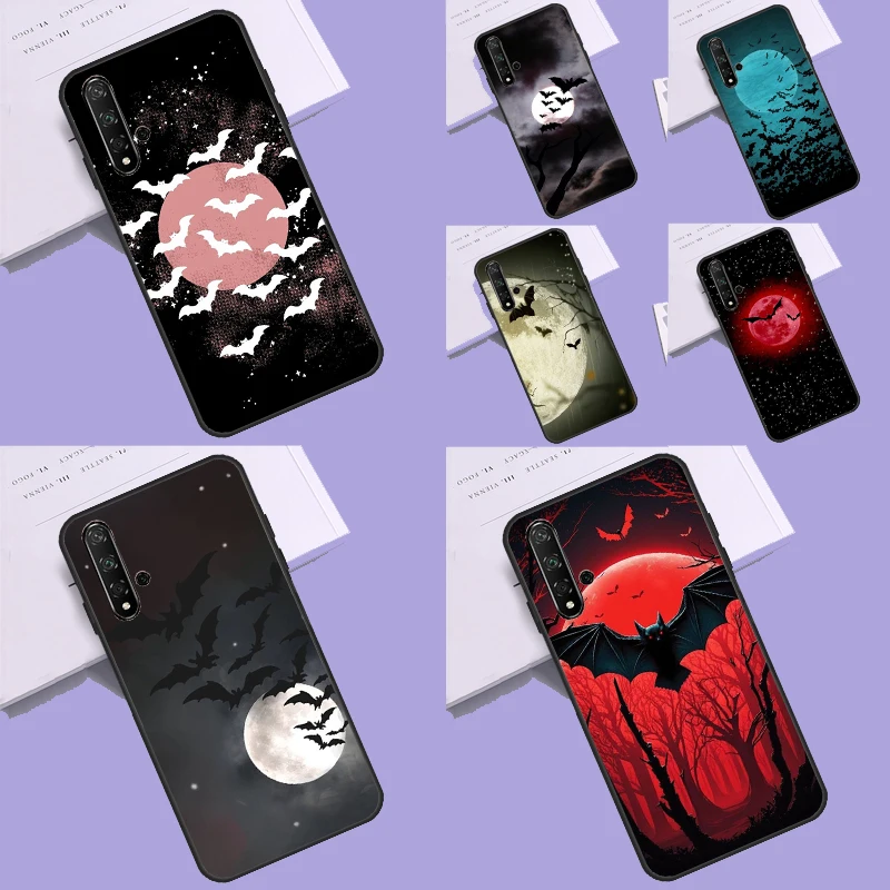Funda de luna llena gótica Horror Bats para Huawei Nova 9 10 SE 5T 3i 7i 8i 11i Y60 Y61 Y70 Y90 P60 Mate 60 Pro P30 P40 Lite