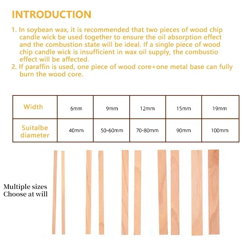 Candle Wick Candle Making Kit 20pcs Wooden Candle Wick with Base DIY Smokeless CandleWick Cores for Paraffin Candle Jar Making Supplies