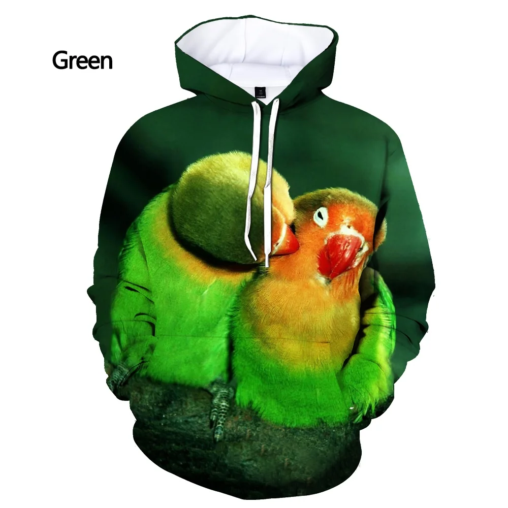 Spring New Fashion Parrot 3D Printed Hoodie Casual Animal Hoodie Men's ...