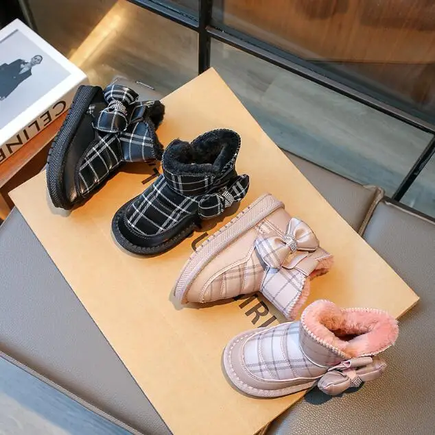 

Winter Snow Boots For Children Leather Waterproof Boys Girls Casual Sport Shoes Thick Warm Anti-slippery Sneakers For Kids