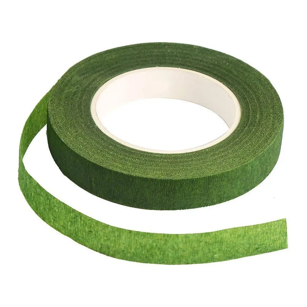 1/2" breite 30 Yards Blumenbänder zum Verpacken von Blumenstrauß, Stielen und Blumenhandwerk, Hochzeitsstrauß, dunkelgrün, hellgrün, weiß, braun – Detail 6