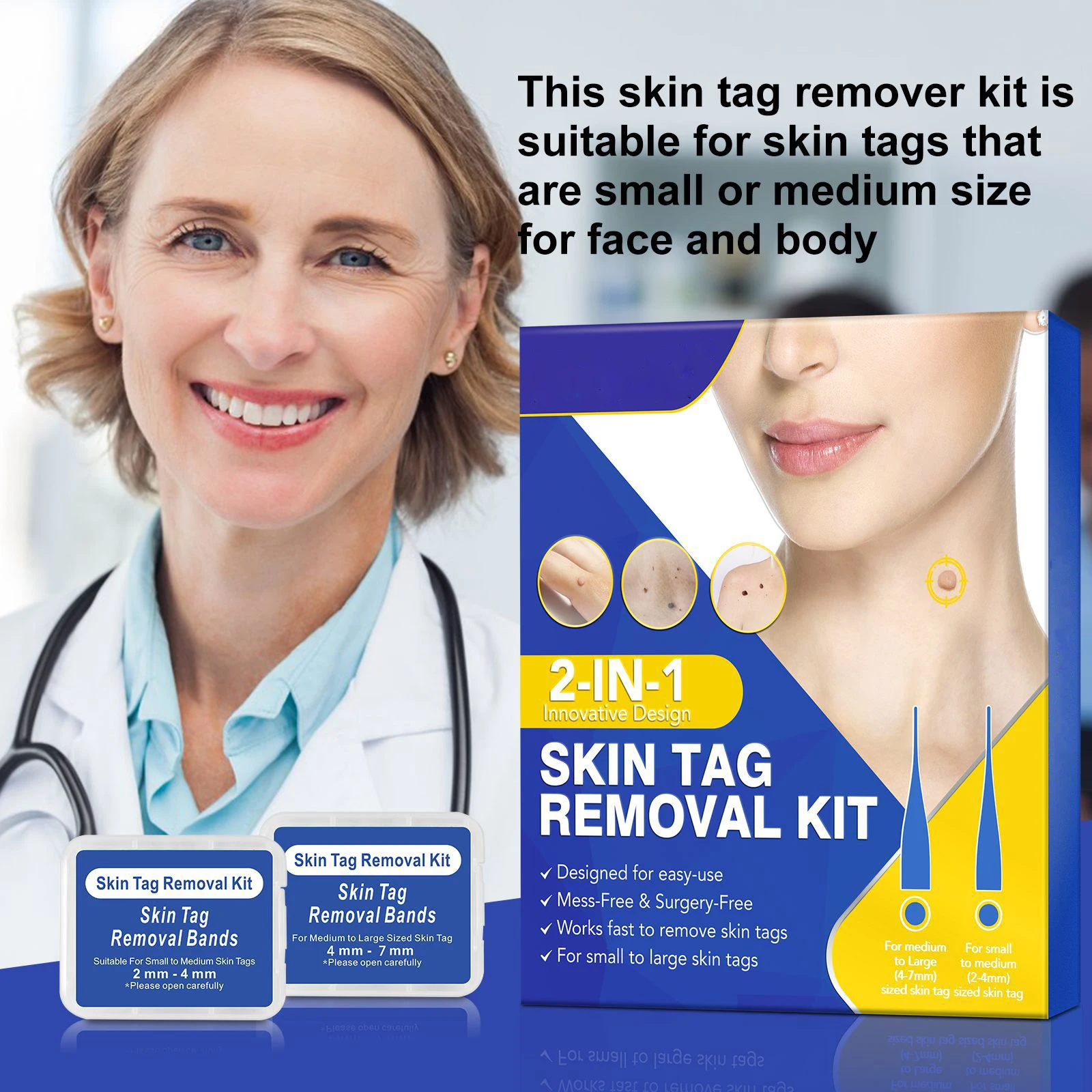 2-IN-1 Wart Removal Kit Meat Polka Dots Warts Acne Flesh Mole Face Pot Fast Removal Kit Unisex Body Skin Tag Care Tools