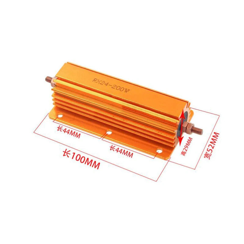 200W Aluminum Power Metal Shell Case Wirewound Resistor 0.1 ~ 1K 0.15 0.2 0.5 1 1.5 2 6 8 10 15 20 100 150 200 300 400 1K Ohm
