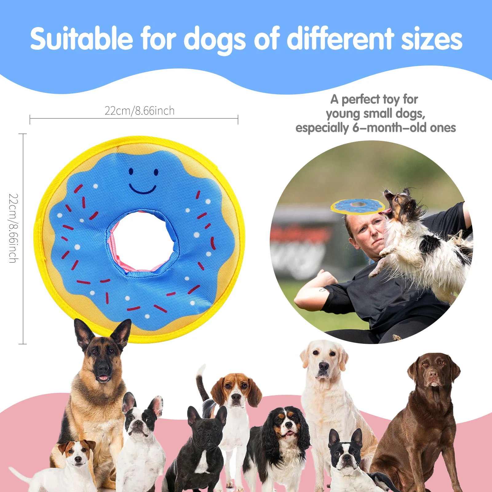 Dog donuts, noisy paper toys, outdoor interactive, squeaking sound, bite resistant, suitable for small and medium-sized dogs 3