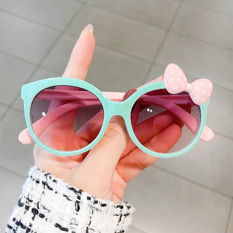 1PC Plastic Children's Sunglasses with UV Protection Girls' Glasses with Bow Tie Little Princess