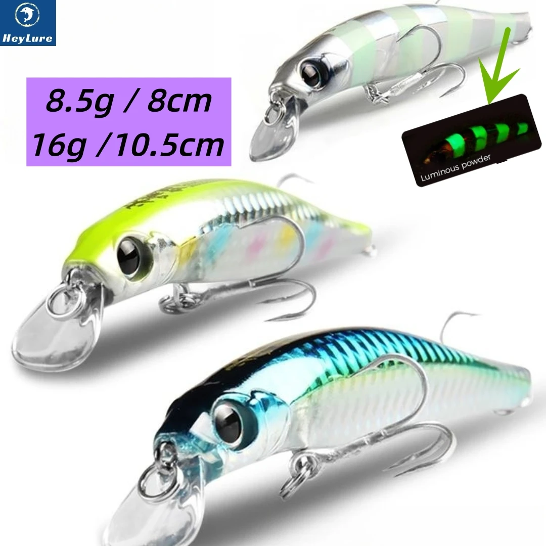 HeyLure Sinking Minnow 8g/16g Quality Laser Wobbler Fishing Hard Lure Bait  Tackle in Stream 3D Eyes for Perch Carp Club Trout