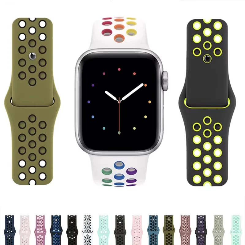 애플워치용 스포츠 스트랩 45mm 49mm 44mm 40mm 41mm 42mm 46mm 실리콘 밴드 iWatch 울트라 2 시리즈 10 9 8 SE 7 6 5 4 3