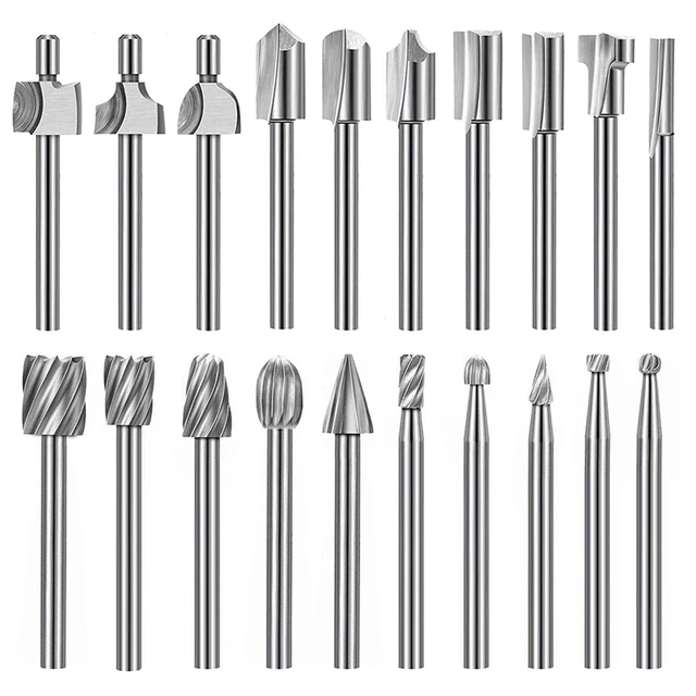 20Pc HSS Router Carbide Engraving Bits for Dremel Router Bit Set 1