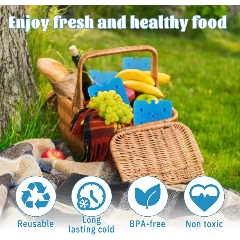 6PCS/SET Ice Pack Reusable Freezer Cooler Ice Blocks Fun and Colorful Cooler Bag Leakproof Wine Home Party Bar Picnic Use