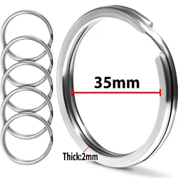 Stainless Steel Polished Silver Round Flat Line Split Keyrings for Jewelry Making and DIY Projects (Choose 10 or 30 Pieces) (35mm)