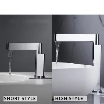 ก๊อกน้ําอ่างล้างหน้า Tapware Bath Mixer สูงสูงห้องน้ําอ่างล้างจานทองเหลือง Chrome สีเทาเดี่ยวร้อนน้ําเย็นแฟชั่น 1