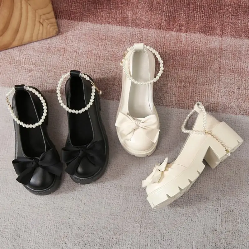 

Lolita Shoes Women Japanese Style Mary Jane Shoes Women Vintage Shallow High Heels Chunky Platform Shoes Cosplay Female Sandals
