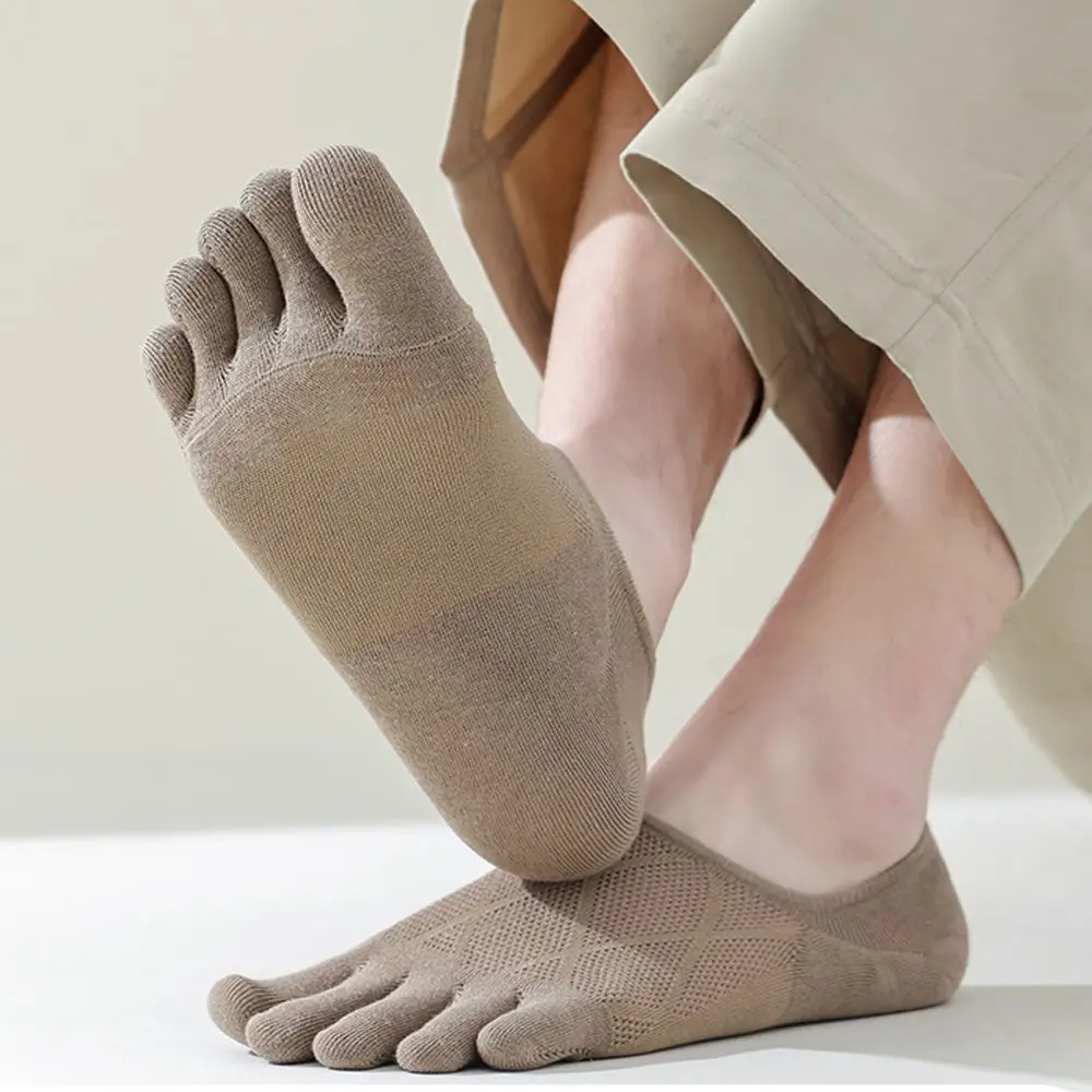 

Носки мужские с пальцами, дышащие хлопковые удобные короткие носки для бега и занятий спортом, однотонные чулочно-носочные изделия