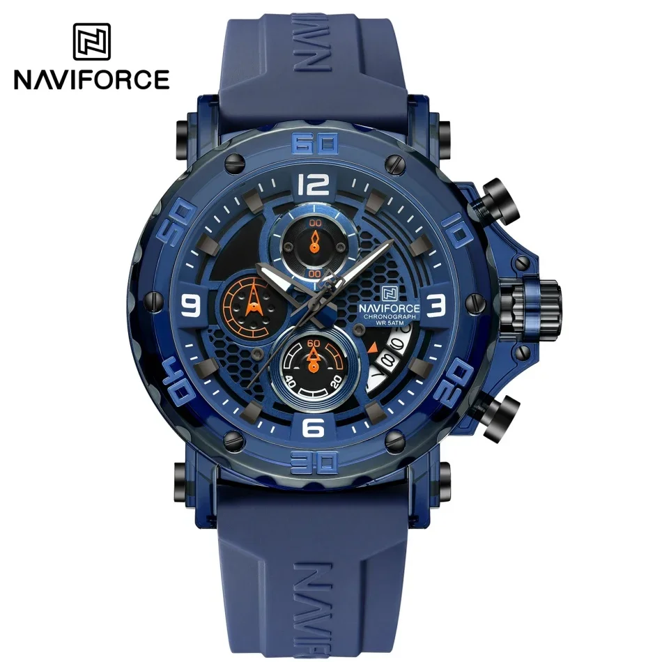 NAVIFORCE NF7123 Luxury Quartz Watches for Men Silicone Strap Sports ...