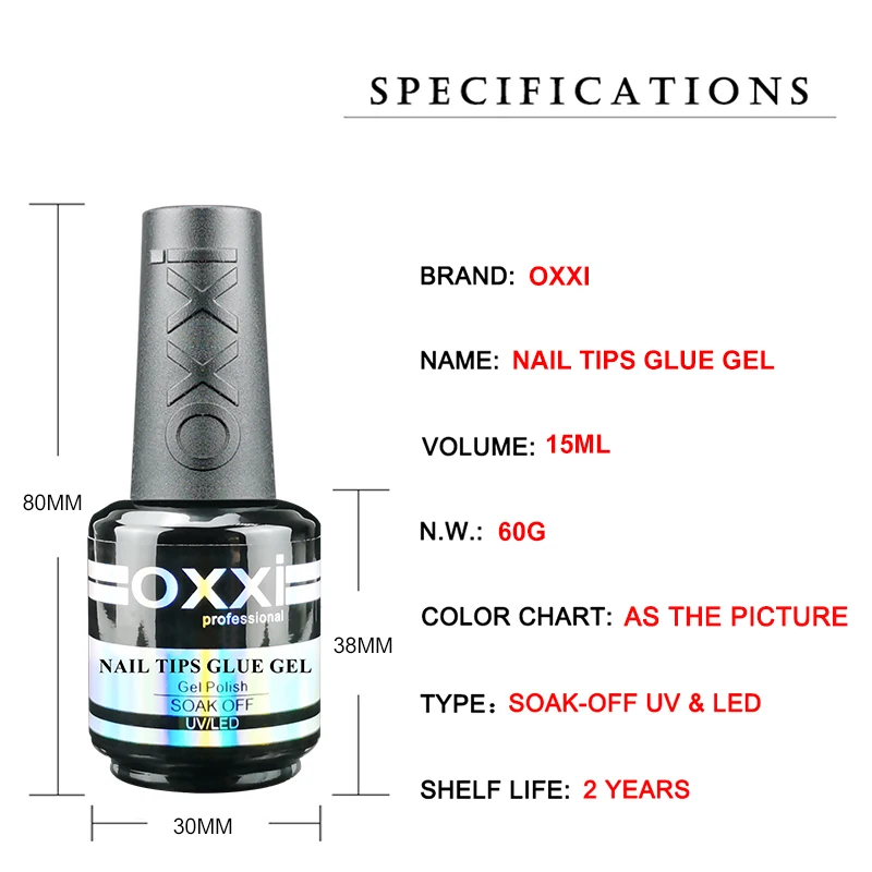 OXXI False Nail Glue Gel Polish 15ml Semi-permanent Fake Nails with Glue Gellac Manicure Tips Hybrid Varnish uv led Gels Lacquer