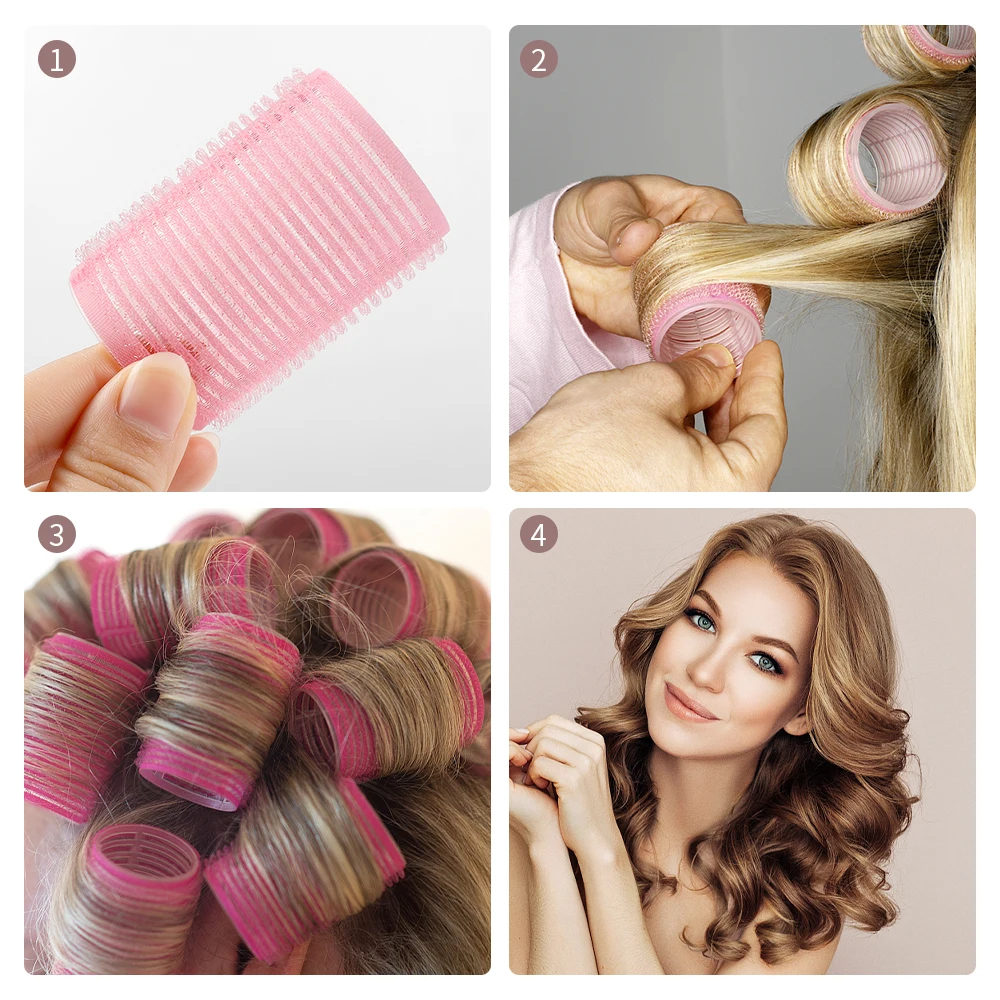Hair Styling Tool Hair Curling Tools 10pcs Random Colors Self-adhesive Hair Curlers Large Self Grip Lazy Air Bangs Curling Tube Women Girls Hair Rollers