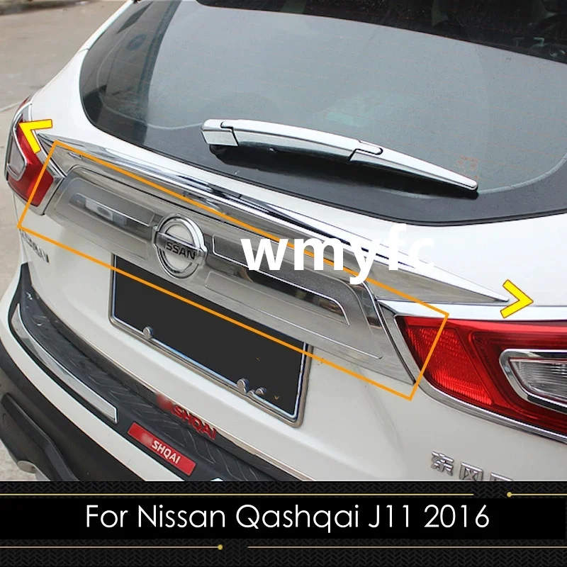 For Nissan Qashqai J11 2015 2016 2017 Abs Chrome Tail Gate Door Cover Trims Rear Trunk Molding