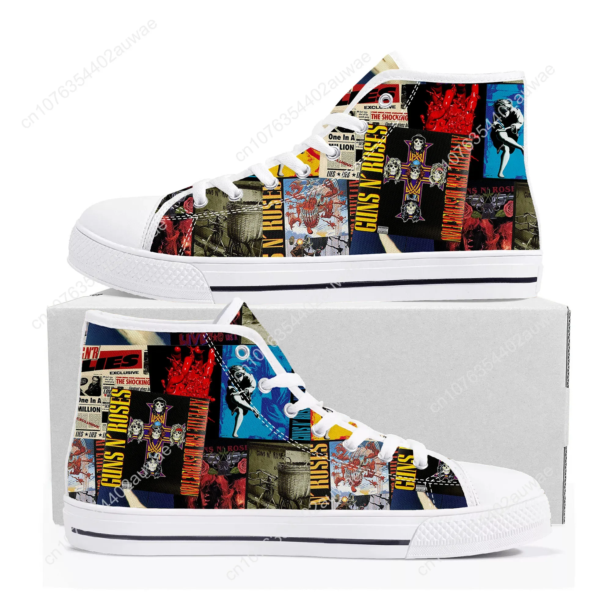 

Guns N Roses Heavy Metal Rock Band High Top High Quality Sneakers Men Women Teenager Canvas Sneaker Custom Casual Couple Shoes