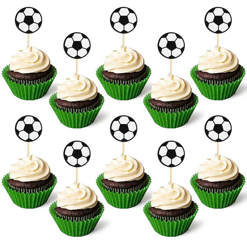 20-50 Stück Fußball-Cupcake-Topper für Kinder, Fußball-Themen-Geburtstagsparty, Kuchen-Dessert-Dekoration, DIY-Geschenk-Einsteckkarten – Detail 8