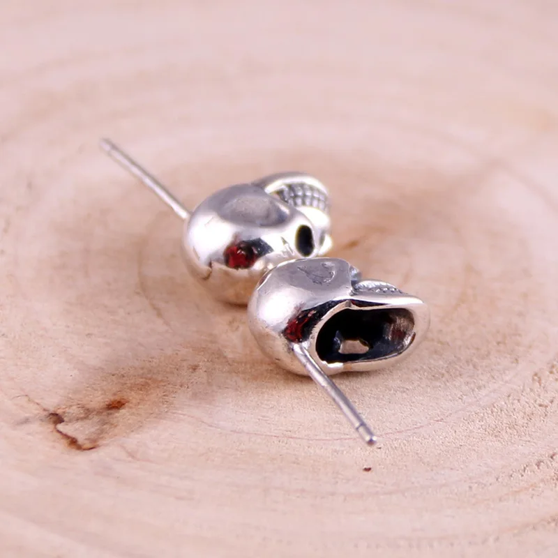 New in 925 Sterling Silver Retro Skeleton Head Ear Piercing Stud Earrings For Women Wedding Modern Jewelry Wholesale Money 925 - Image 4