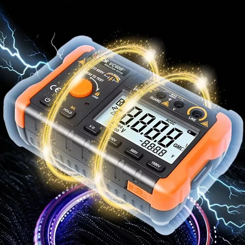 Victor VC60B+ Digital Insulation Resistance Tester 0.1~2000m ohm MegOhm Meter DC/AC 250V/500V/1000V DC Voltage Data Test Hold resistance tester