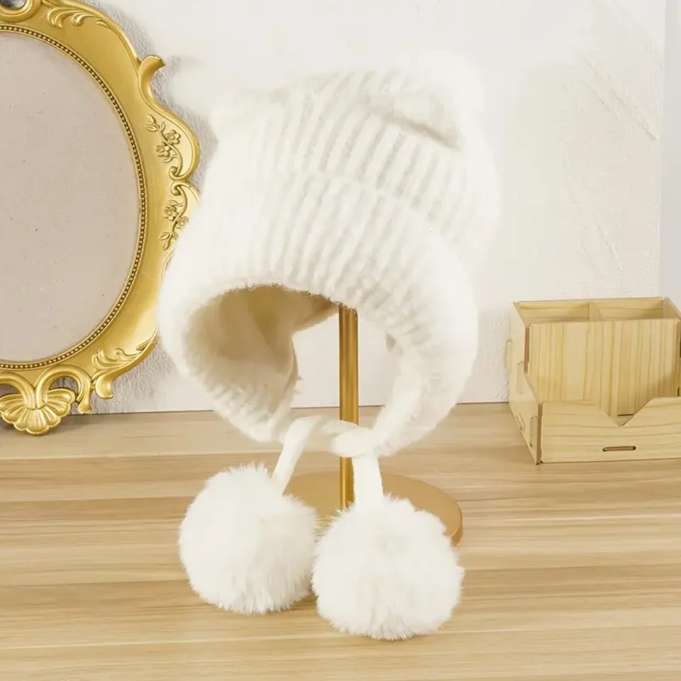 Cozy Winter Pompom Beanie Hats for Women