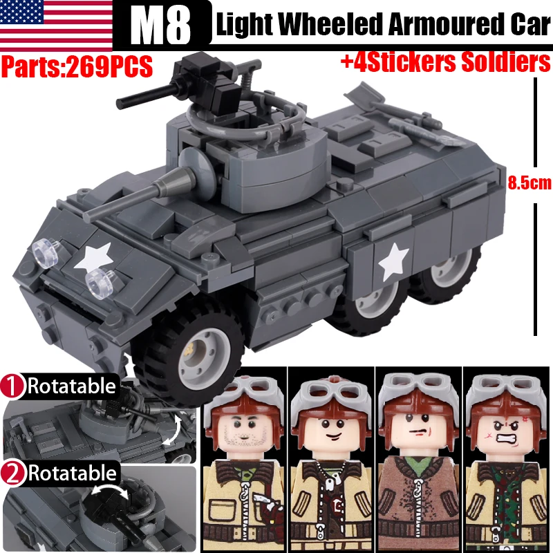

MOC WW2 США военный строительные блоки на колёсиках для танков