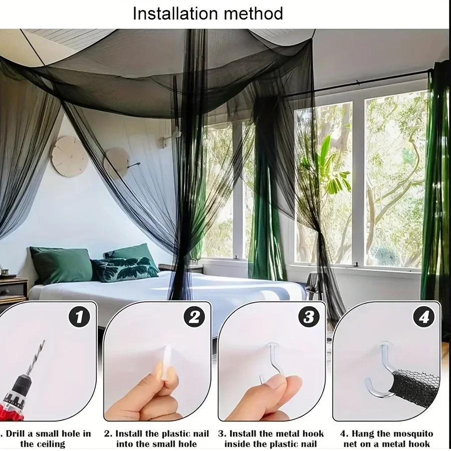 1pc Large Four Door Mosquito Net, Breathable Polyester Mesh Cover, Suitable for Outdoor Camping, Insect Proof in Summer