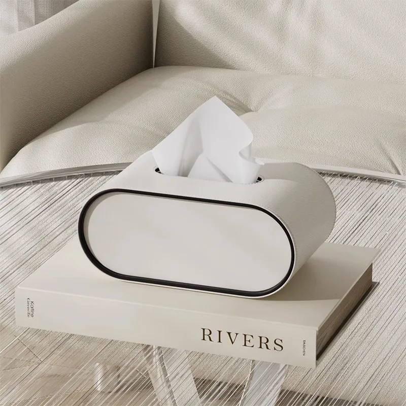 Simple PU Leather Tissue Box Big Thickened Desktop Storage Rack Home Decor Paper Napkin Holder For Office Table Countertop 4
