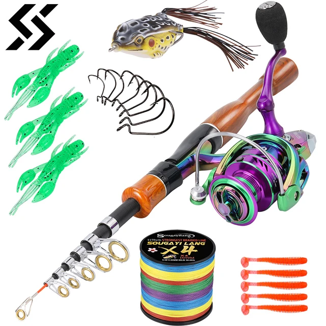 Sougayilang Spinning Fishing Combo 1.6M Carbon Fibre Telescopic