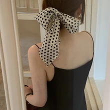 

Luna&Dolphin Women Crumpled Diamond Scarf Floral Dot Printed French Romance Chiffon Silky Headbands Bandana Hair Ribbon Bag Tie