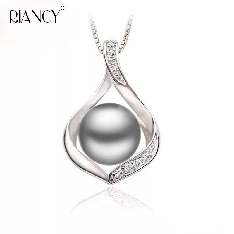 Fashion Black Natural Freshwater Pearl Pendant Necklaces 925 Sterling Silver Necklace For Women Bridesmaid