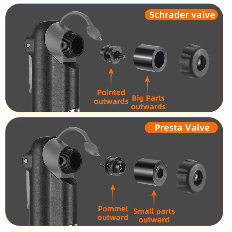 WEST BIKING Portable Bike Pump 100PSI High Pressure Handle Pump Schrader Presta Valve Universal MTB Road Bicycle Tire Inflator