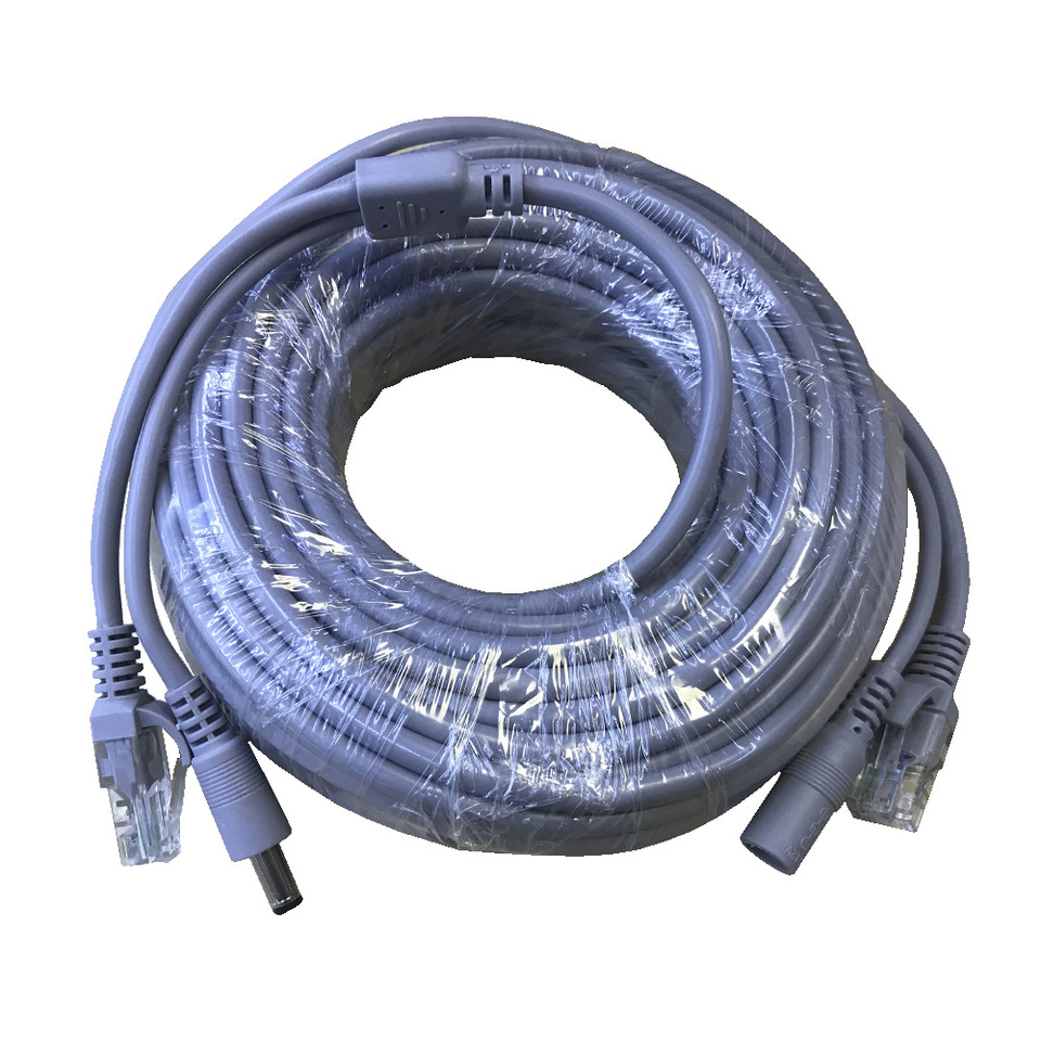 5M/10M/15M/20M/30M Ethernet CCTV Cable RJ45 + DC Power Connector RJ45 Cable Cat5 Network LAN Cord For IP Cameras NVR System