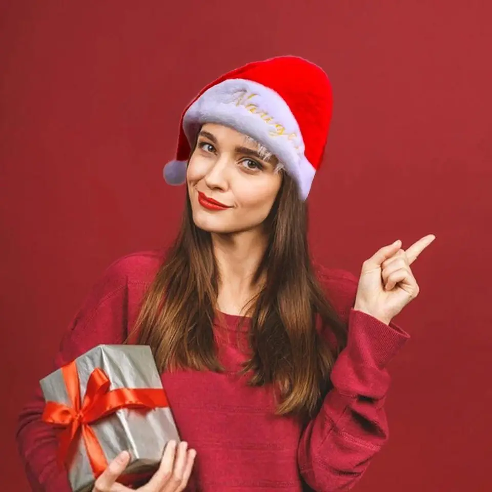 Bonnet De Père Noël Personnalisé - Broderie De Nom Personnalisée Ou Impression Par Transfert Thermique | Chapeaux Festifs De Noël - France