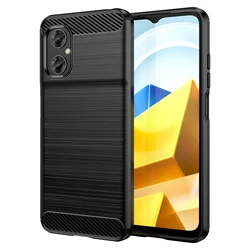 Sleek Silicone TPU Carbon Fiber Bumper Protective Case for Poco M3 (Black)