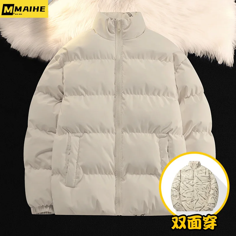 Preppy Winter Jacket Men Reversible Parkas Thicken Warm Coat Mens Streetwear Jackets Parka Women Fashion Outwear Coats Oversize