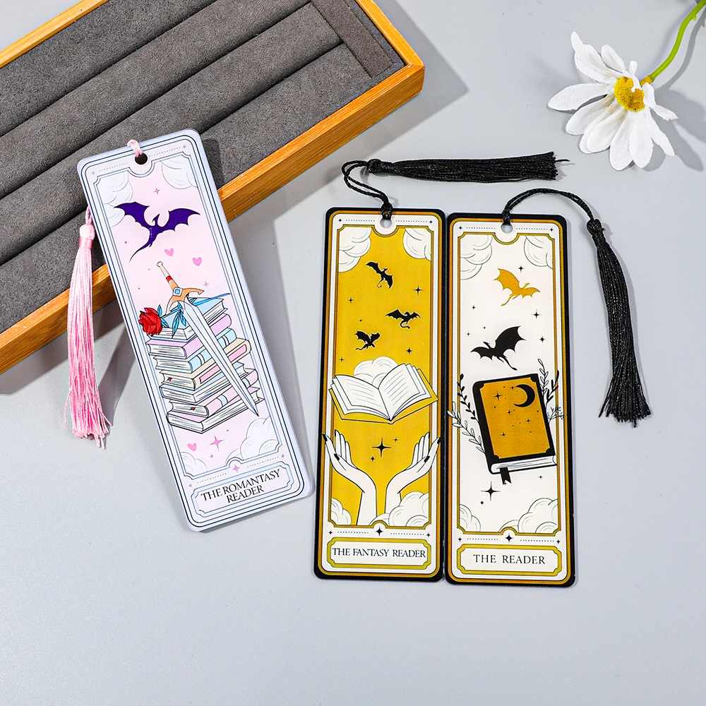 Dragon Knight Story Bookmark Acrylic Reading Supplies Exquisite Silky Tassels Perfect Birthday Gift For Book Lovers